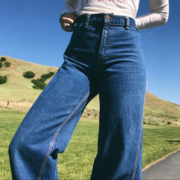 SOLD || 🌈 RARE VTG 🌈 70’s Wide Leg Denim - Picture 4 of 6